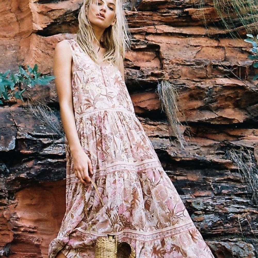 Jungle Maxi DRESS Sundress Gypsy Boho Cream NEW - Picture 3 of 6